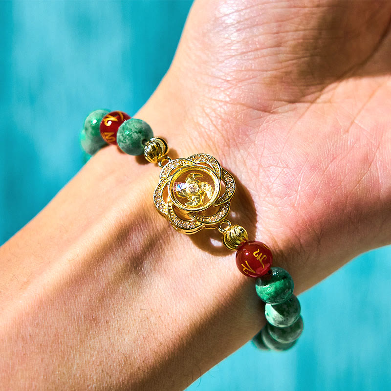 Natural Jade Om Mani Padme Hum Charm Bracelet Secondary image