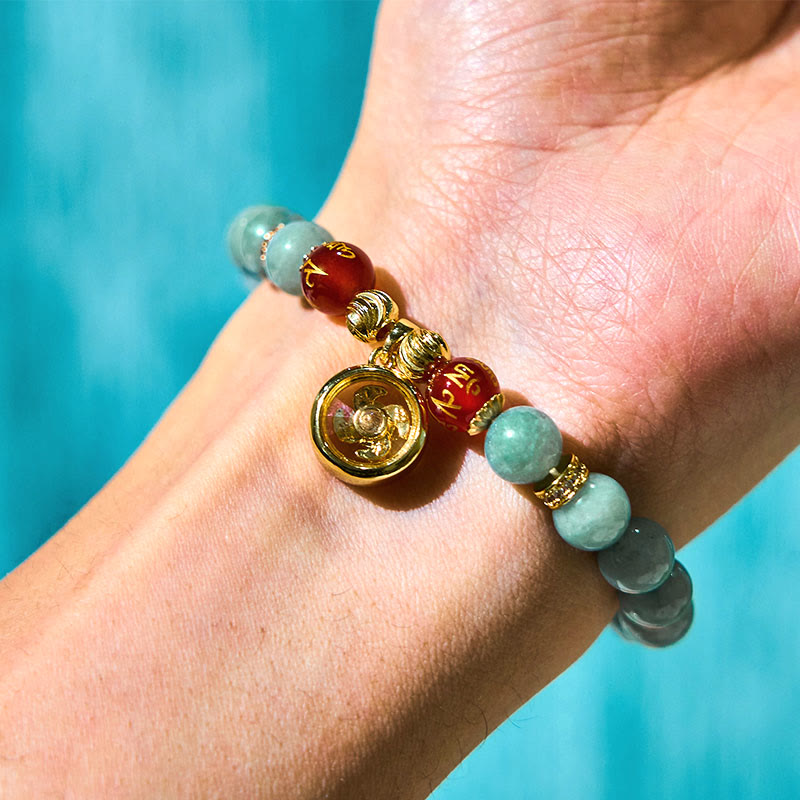 Green Jade Om Mani Padme Hum Charm Bracelet Secondary image