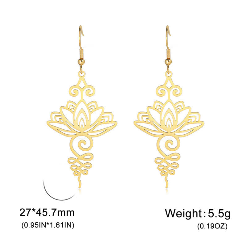 Hollow Lotus Stainless Steel Enlightenment Drop Earrings