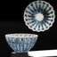 Jianzhan Lotus Ceramic Tea Cup dual angle with silver lotus center, blue-white crystalline glaze
