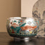 Ceramic Kung Fu Tea Cup Gift Set – Silver-glazed cup with fish-and-lotus enamel, on wood with scroll, Heritage Art