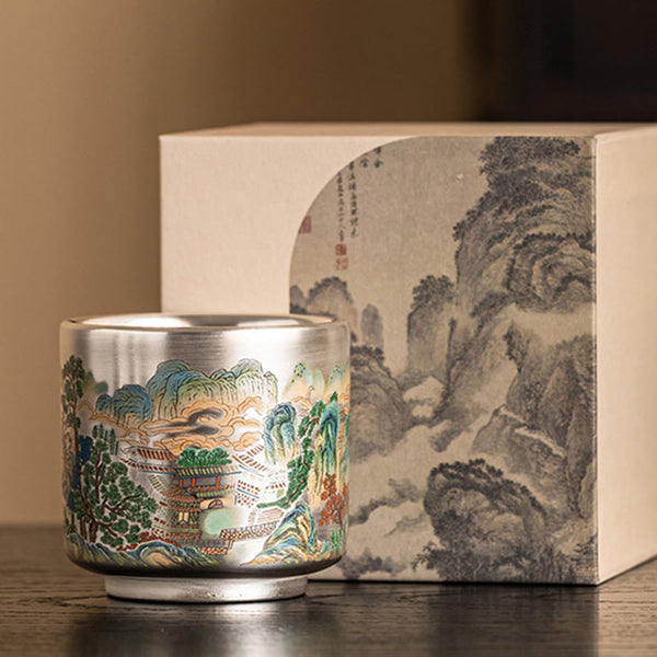 Juego de regalo de taza de té de cerámica Kung Fu | Dragón y naturaleza