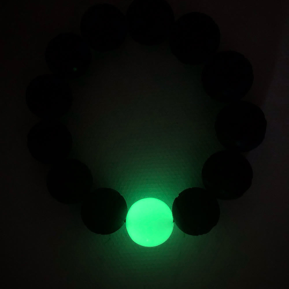 Tibetan Rosewood Engraved Pixiu Warmth Healing Bracelet – glow in dark jade bead luminous night view, magical healing property
