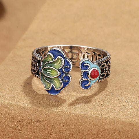 Lotus Copper Coin Ruyi Adjustable Ring Zweitbild