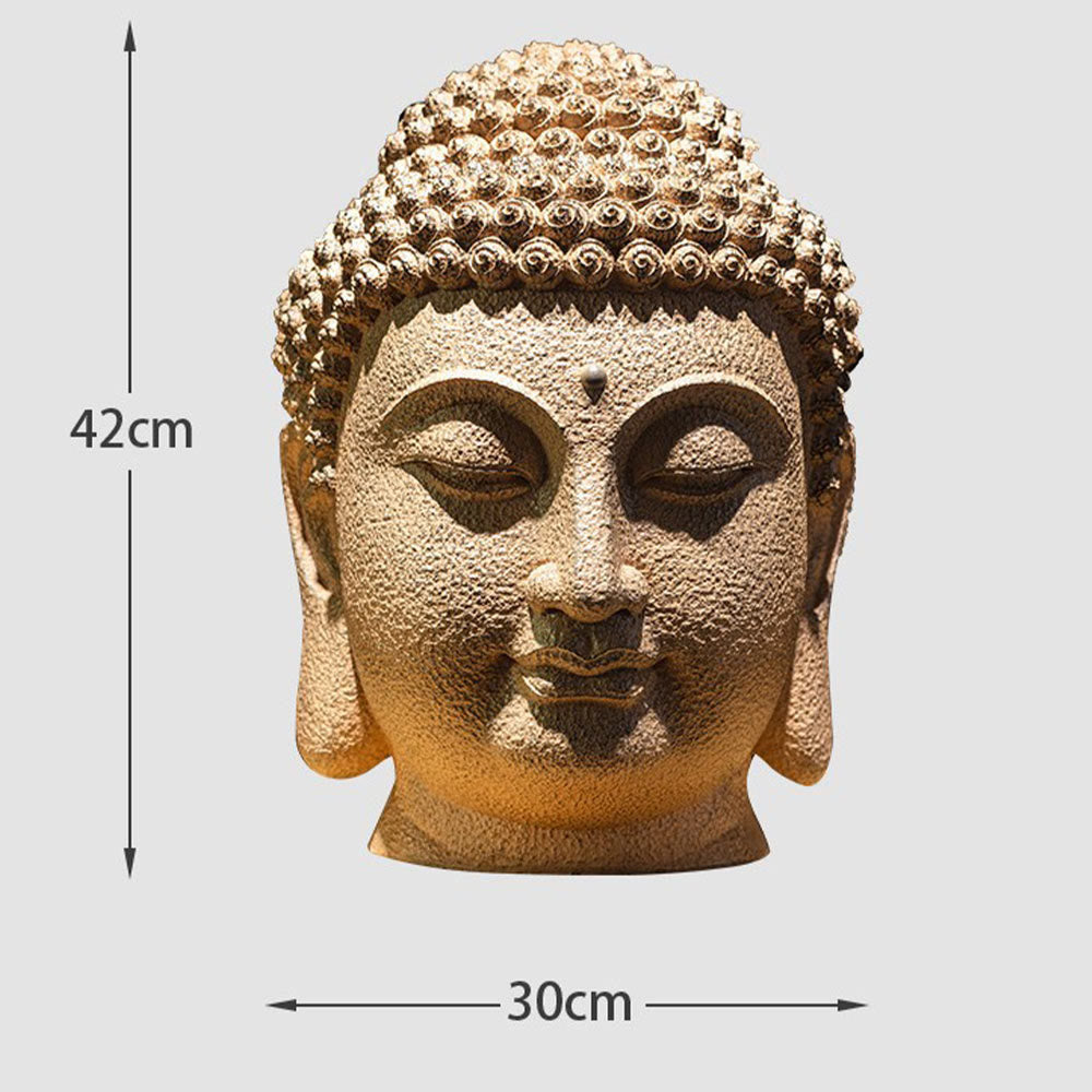 Meditating Buddha Head Statue – resin material detail smooth matte finish close-up