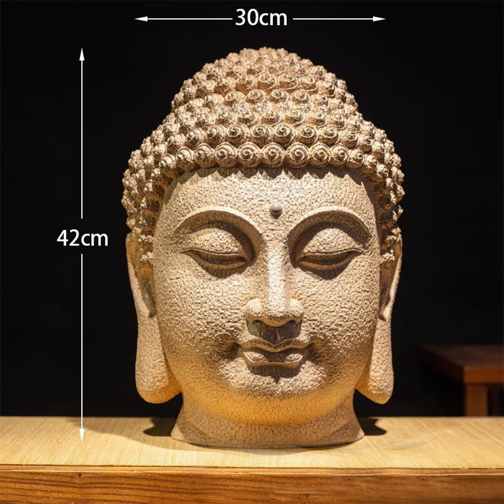 Meditating Buddha Head Statue – side profile showing nose bridge and lip curve detail