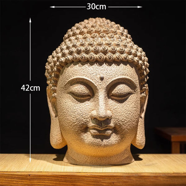 Meditating Buddha Head Statue – side profile showing nose bridge and lip curve detail