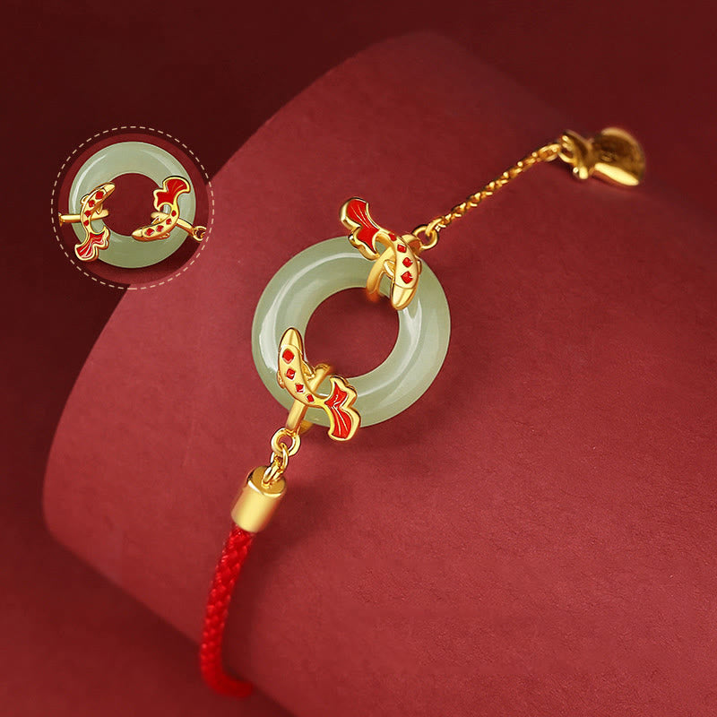 Silver Jade Koi Peace Buckle – angled close-up revealing translucent jade texture and fine silver filigree detail