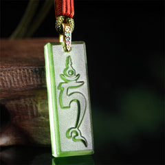 Green Tara Liuli Necklace – emerald green crystal Tara pendant on delicate silver chain