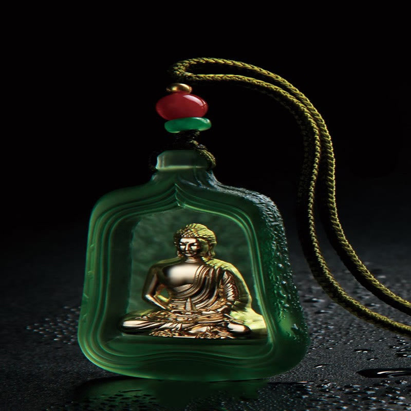 Medicine Buddha Liuli Necklace – gift box with velvet pouch and certificate card included