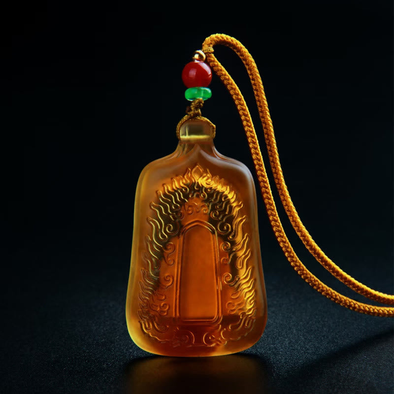 Medicine Buddha Liuli Necklace – chain length measurement guide adjustable extender shown
