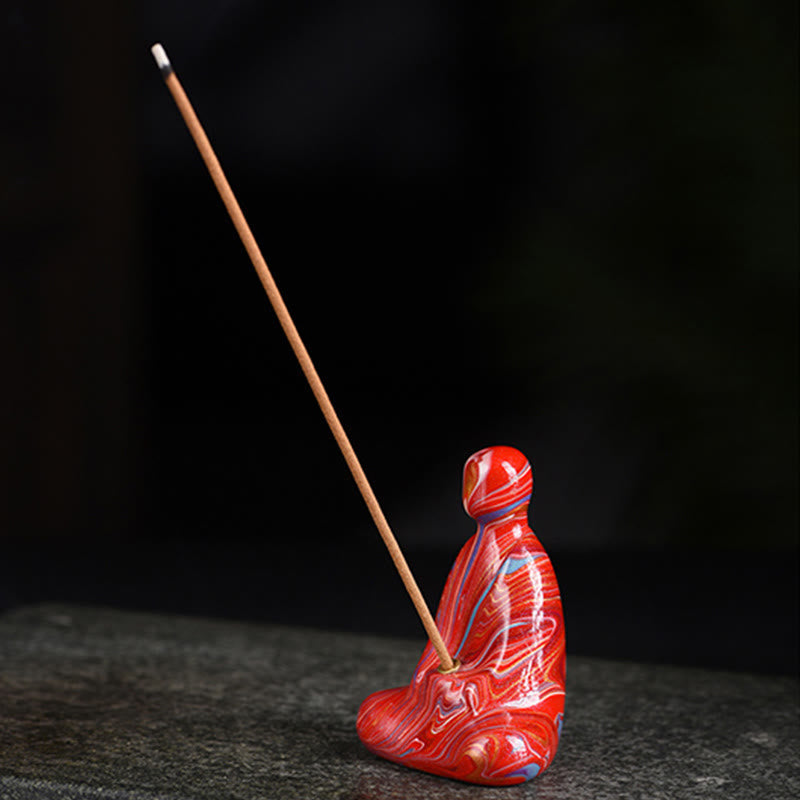 Mini Formless Buddha Incense Holder – back view of flowing robe lines in glossy lacquer