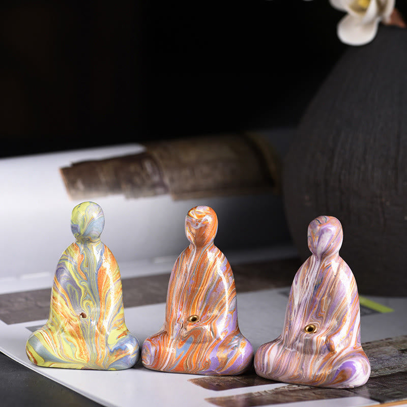 Mini Formless Buddha Incense Holder – smoke trail curling above Buddha head atmospheric