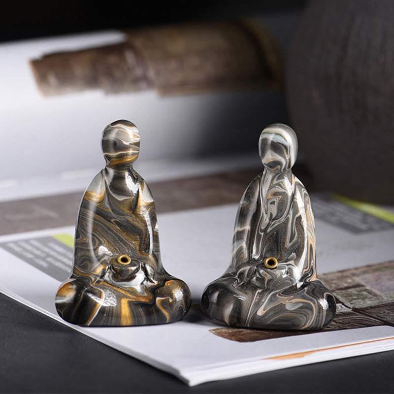Mini Formless Buddha Incense Holder – wood and lacquer texture macro photography detail