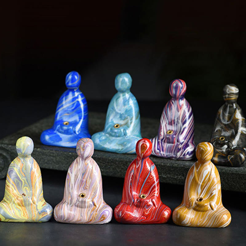 Mini Formless Buddha Incense Holder – close-up of smooth black lacquer Buddha silhouette detail