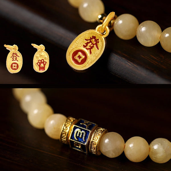 Topaz and Copper Om Mani Padme Hum Bracelet