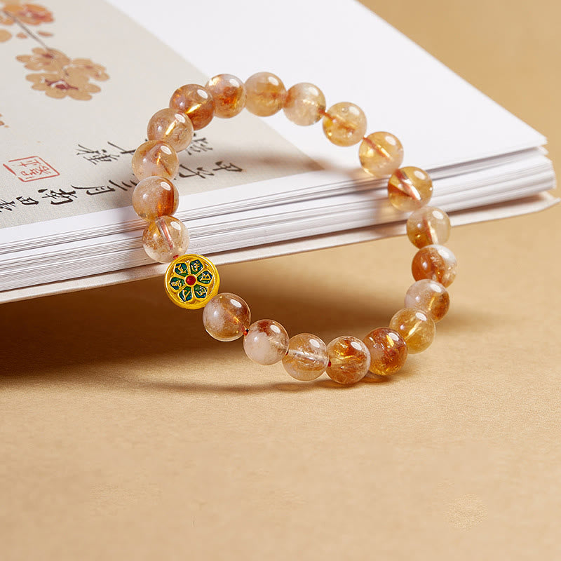 Sterling Silver Citrine Lotus Bead Bracelet Secondary image