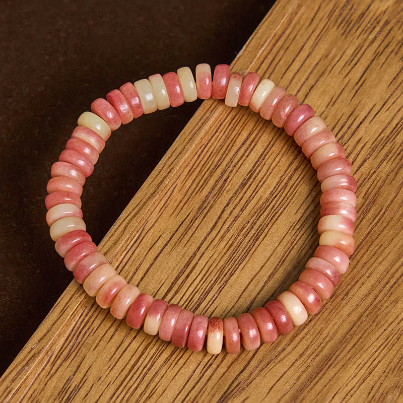Camel Bone Evil Spirits Bracelet – deep purple bead macro, blood streak crystal pattern