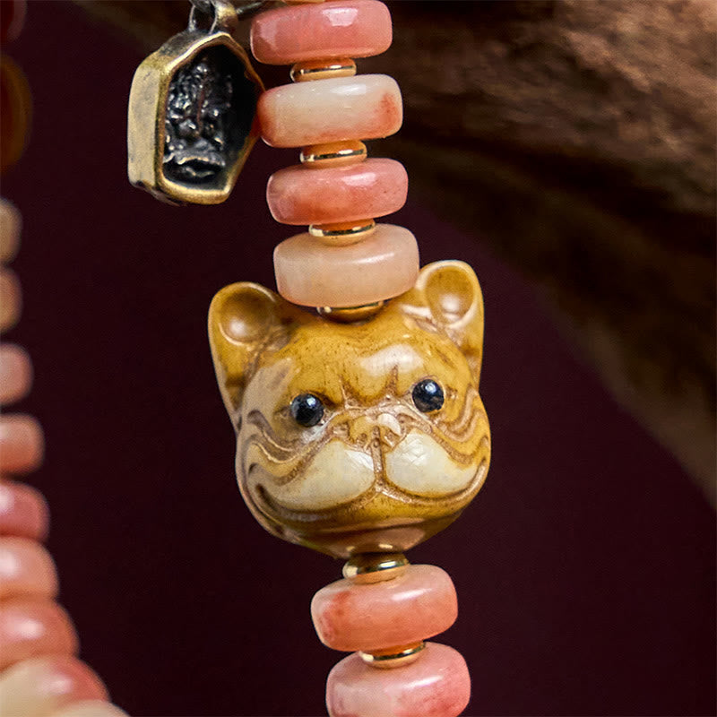 Camel Bone Purple Blood Bracelet – spacer metal ring detail, copper accent between beads