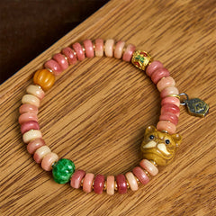 Camel Bone Purple Blood Bracelet – worn on male wrist, masculine bone bead accessory