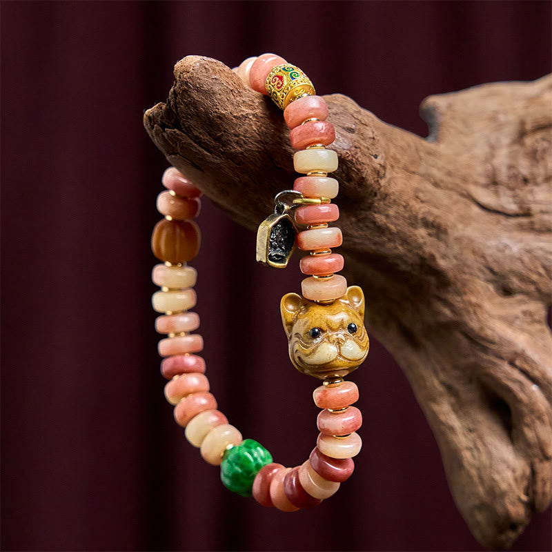 Camel Bone Purple Blood Bracelet – camel bone bead detail, natural organic grain pattern