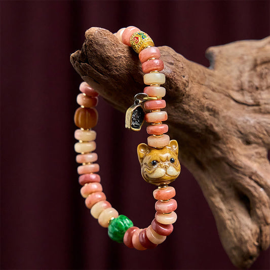 Camel Bone Purple Blood Bracelet – camel bone bead detail, natural organic grain pattern