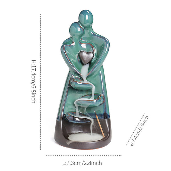 Ceramic Lovers Embrace Backflow Incense Burner
