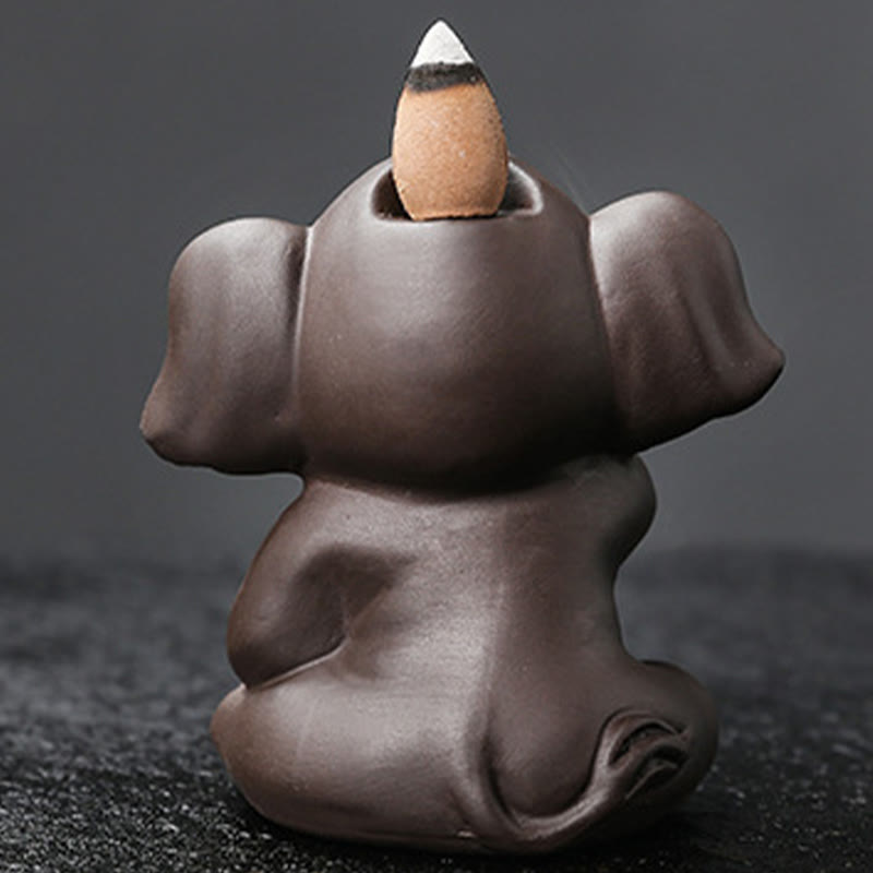 Cute Elephant Incense Burner – Seated elephant with smoke tears from eyes, backflow incense