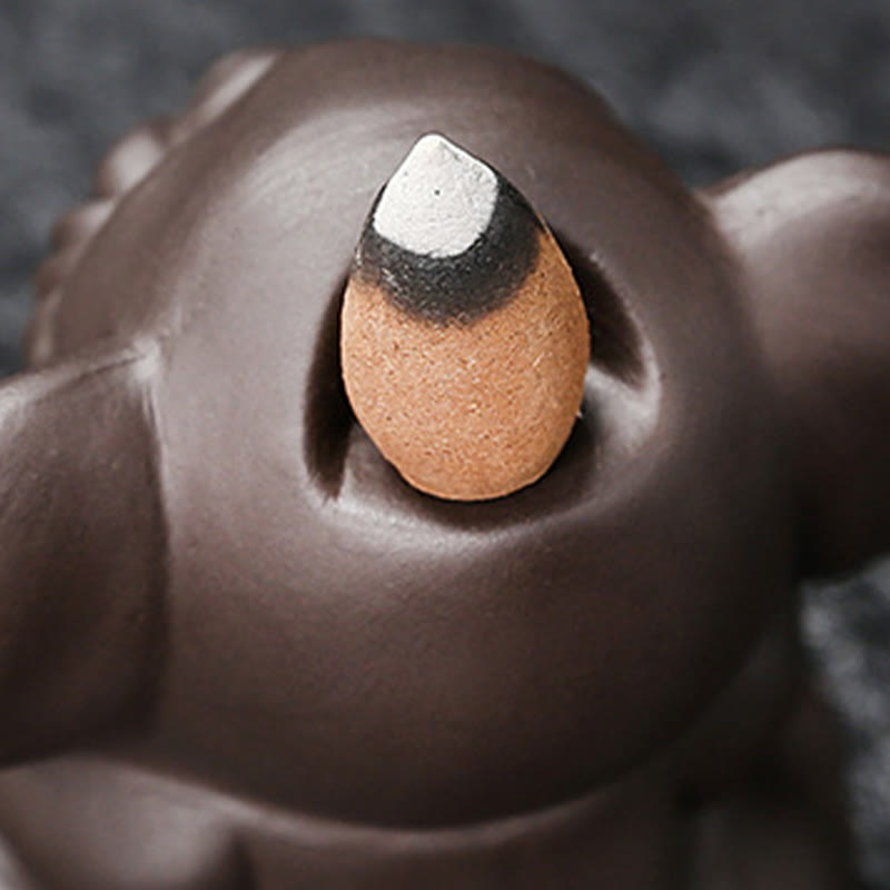 Cute Elephant Incense Burner – Elephant head extreme close-up, spiral trunk, round eyes