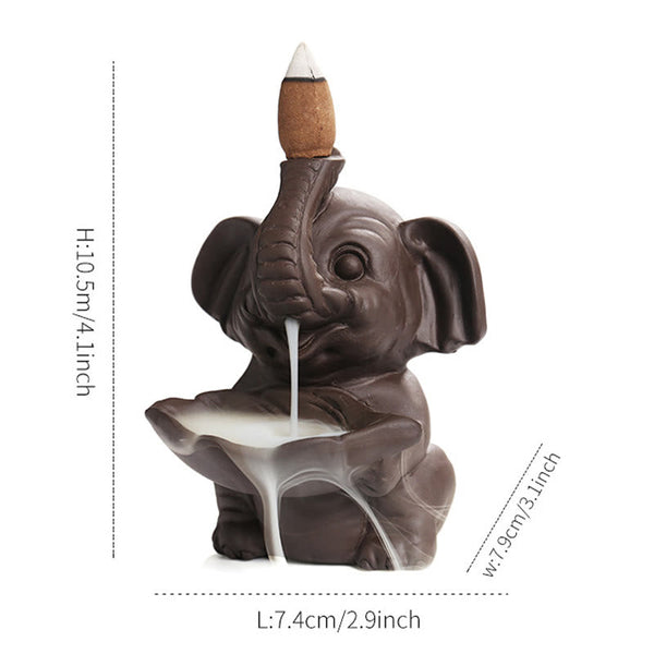 Elephant Leaf Purple Clay Backflow Incense Burner