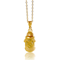 White Jade Pixiu Wealth Luck Pendant Necklace – back view showing gold openwork floral pattern and jade setting detail, artisan craftsmanship