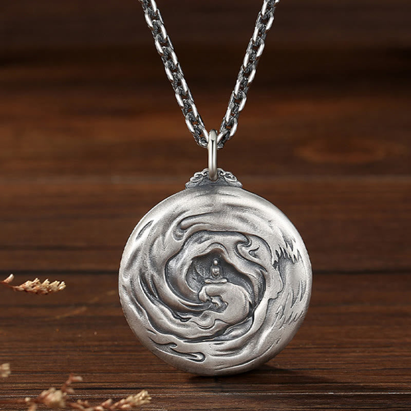 Copper Buddha Demon Pattern Necklace – demon pattern wing detail, intricate copper carving