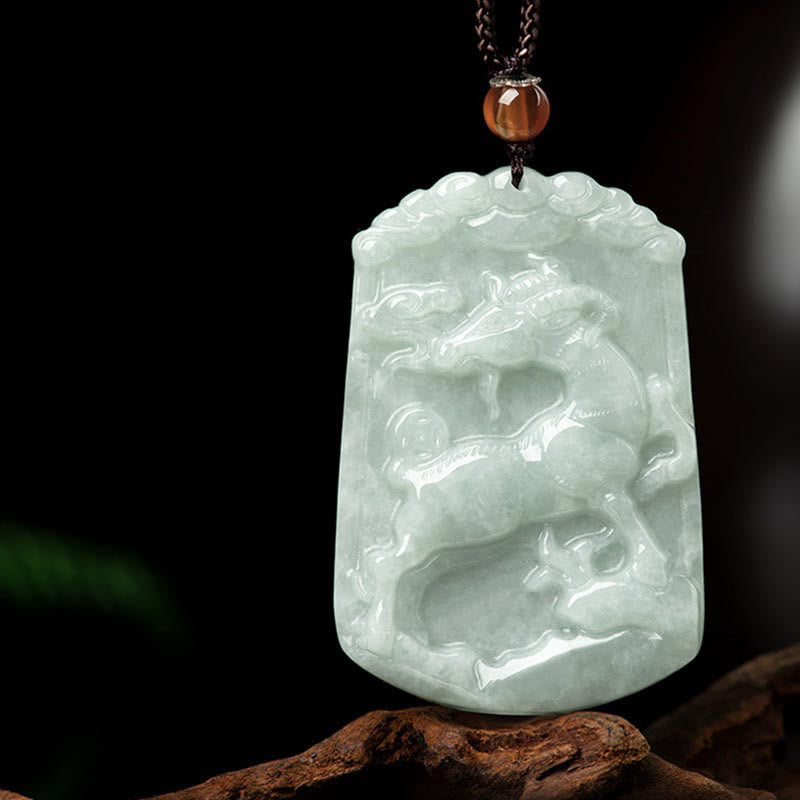 Natural Jade Zodiac Amulet Pendant – Monkey zodiac jade with peach branches carnelian bead, Clever