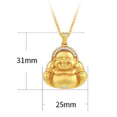 Copper Laughing Buddha Necklace – red gift box with ribbon, Chinese New Year present