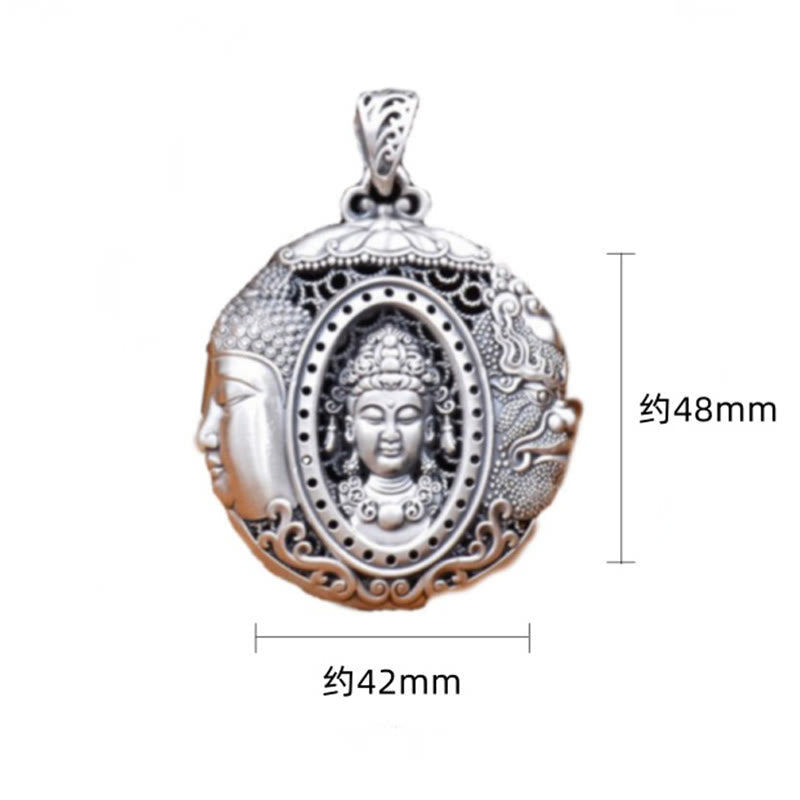 Copper Buddha Devil Pattern Necklace – side profile pendant on chain, meditation jewelry
