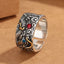 Vintage Dragon Copper Plated Silver Balance Ring – three-quarter view silver dragon scales red blue stones, Statement