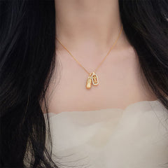 Sterling Silver Pixiu Vajra Necklace – gold necklace on model neckline, wealth talisman gift