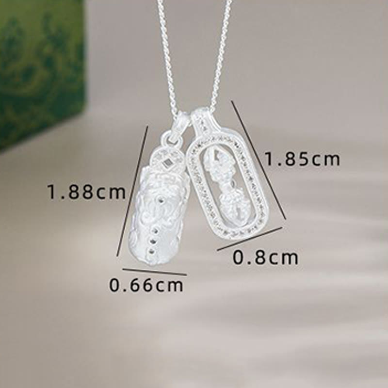 Sterling Silver Pixiu Vajra Necklace – silver pendant size dimensions chart, necklace measurement guide