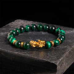 Multi-Color Tiger Eye PiXiu bracelet – bracelet size chart with wrist measurement guide, fit instructions