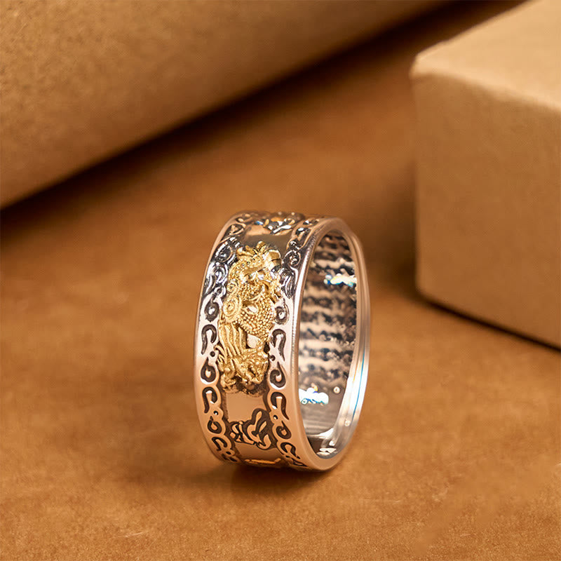 Dragon Heart Sutra Copper Strength Ring – warm brown surface gift box gold dragon, Premium