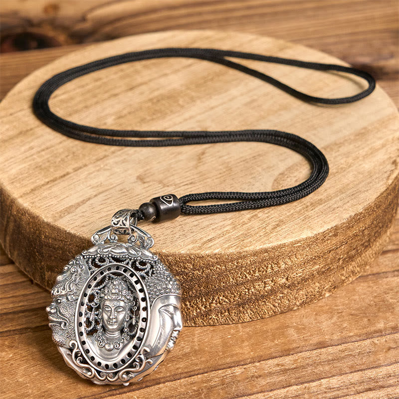 Copper Buddha Devil Pattern Necklace – macro lens Buddha eye detail, artisan metalwork