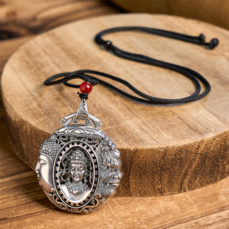 Copper Buddha Devil Pattern Necklace – gift box packaging with velvet insert, present idea