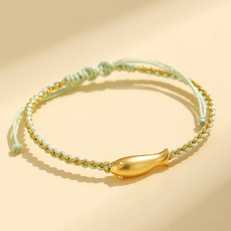 999 Sterling Silver Koi Fish Rope Bracelet – two red gold cord bracelets, matching pair, koi