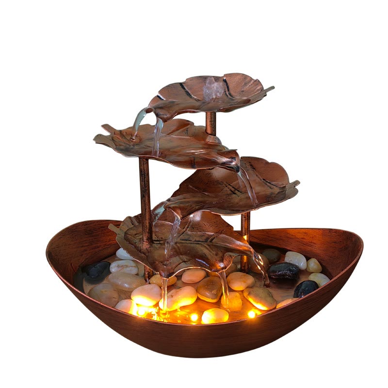 Fuente de cascada LED de hoja de loto | Decoración relajante Feng Shui