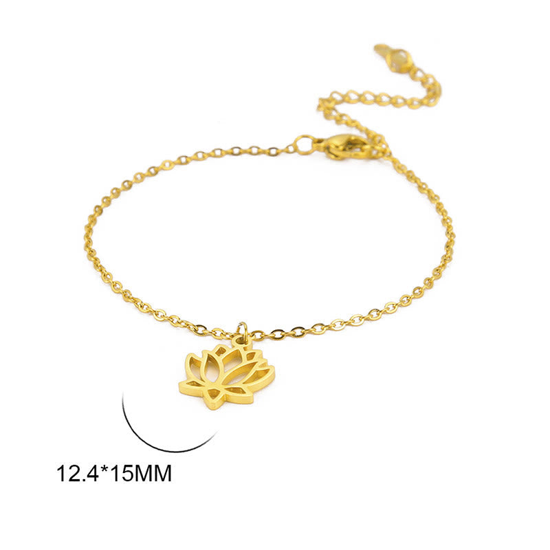 Lotus Titanium Steel Bracelet – gold lotus pendant white background, enlightenment