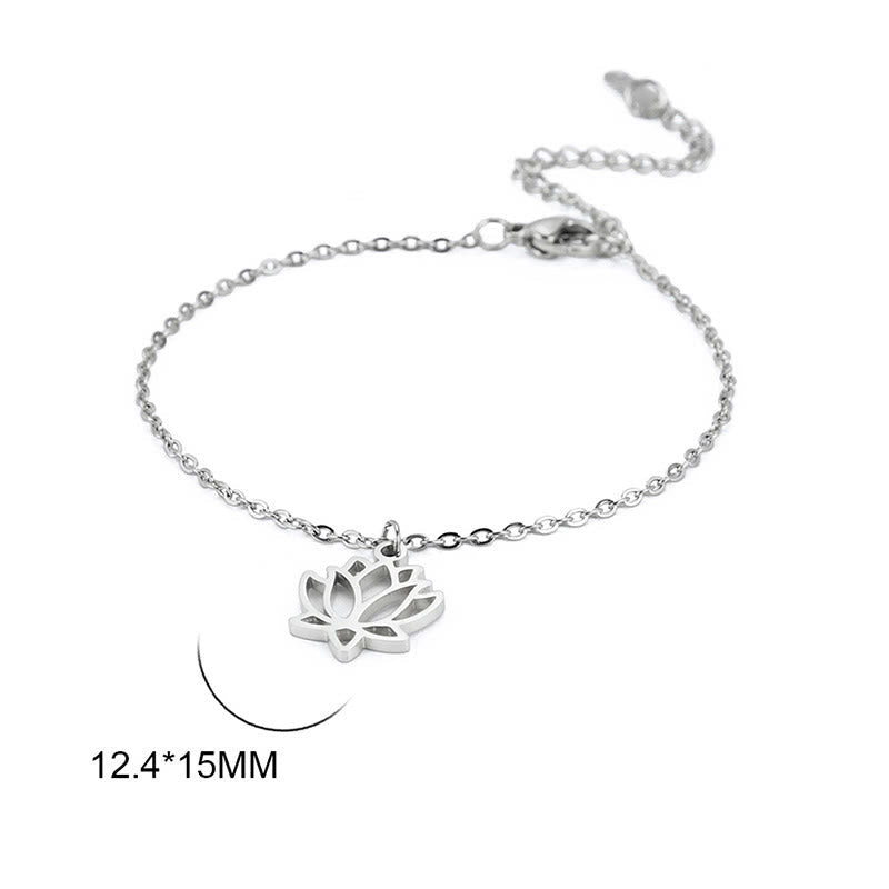 Lotus Titanium Steel Bracelet – silver lotus pendant white background, enlightenment