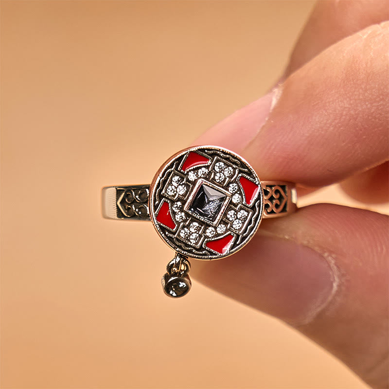 Copper Prayer Wheel Om Mani Padme Hum Rotatable Ring Secondary image