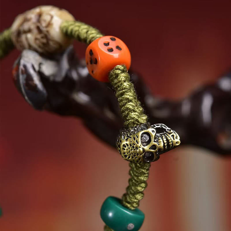 Tibetan Dragon Dice Bone Rope Bracelet – bracelet size chart with lotus mandala guide, Sizing