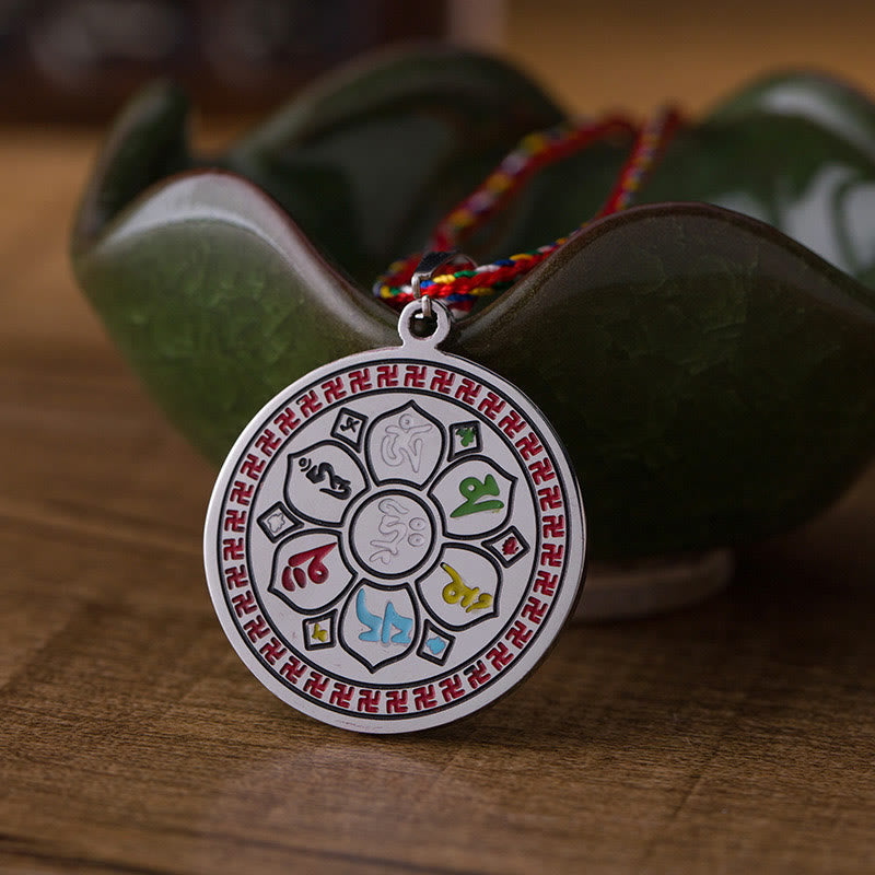 Colorful Rope Om Mani Padme Hum Titanium Steel Pendant Necklace Zweitbild