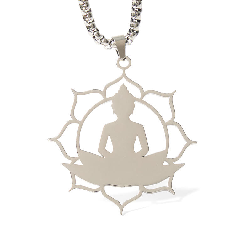 Vintage Lotus Sitting Buddha Stainless Steel Necklace – stainless steel quality test card, waterproof hypoallergenic proof